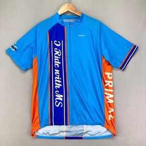 Primal Cycling Jersey Top Mens 2XL Blue Short Sleeve Full-Zip Multiple Sclerosis